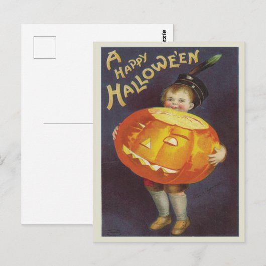 Vintage Happy Halloween Briefkaart (Voorkant / Achterkant)