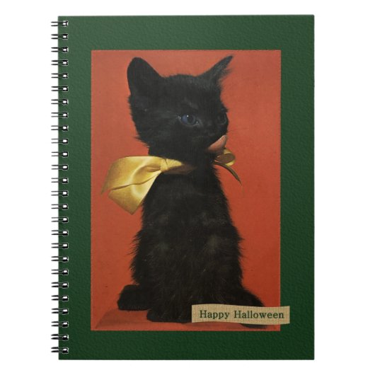 Vintage Happy Halloween Kitten Journal Notitieboek (Voorkant)
