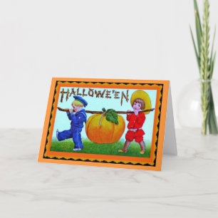 Vintage Happy Halloween-pompoen - Halloween-kaart Kaart