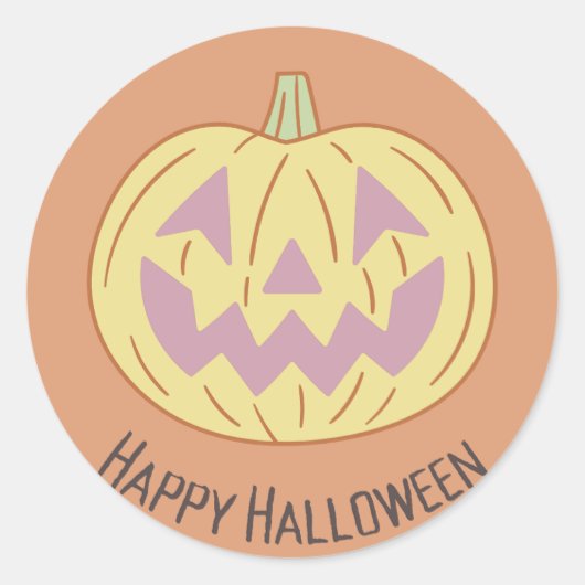 Vintage Happy Halloween Ronde Sticker (Voorkant)