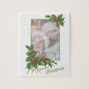 Vintage Happy Kerstmis met Add-A-foto's Legpuzzel