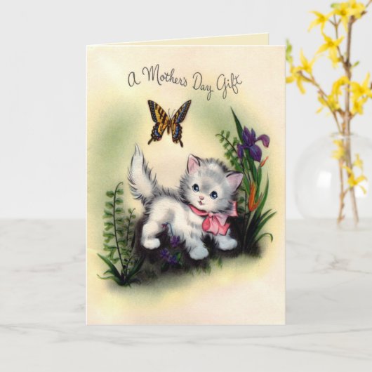 Vintage Happy Moederdag Kaart (Gele Bloem)