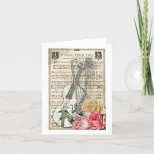 Vintage Happy Moederdag Violin Music met Rozen Feestdagen Kaart