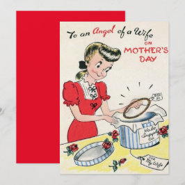 Vintage Happy Mothers Dag Mam Angel Halo Feestdagenkaart