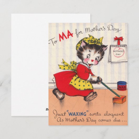 Vintage Happy Mothers Day Holiday Kaart (Voorkant / Achterkant)