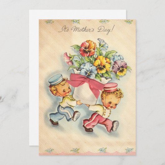 Vintage Happy Mothers day Holiday Kaart (Voorkant / Achterkant)