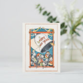 Vintage Happy Nieuwjaar Feestdagenkaart (Staand voorkant)