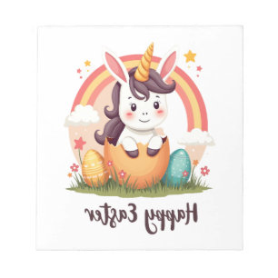 Vintage Happy Pasen Eenhoorn Regenboog Ei Schattig Notitieblok