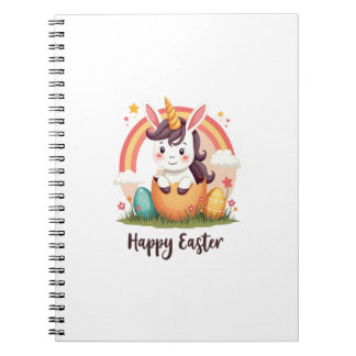 Vintage Happy Pasen Eenhoorn Regenboog Ei Schattig Notitieboek