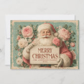Vintage Happy Santa Christmas  Feestdagenkaart (Voorkant)