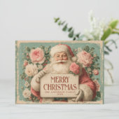 Vintage Happy Santa Christmas  Feestdagenkaart (Staand voorkant)