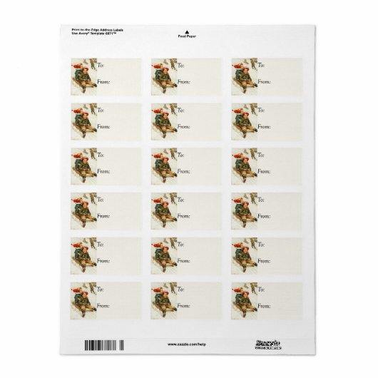 Vintage Happy Sledders Gift Label (Full Sheet)