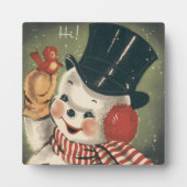 Vintage Happy Snowman Retro Holiday Fotoplaat (Voorkant)