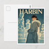 Vintage Harbin IJsstad Vrouw Briefkaart (Voorkant / Achterkant)