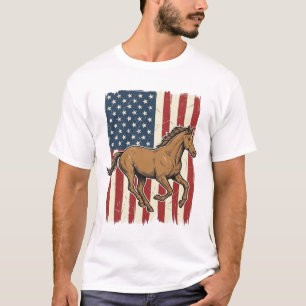 Vintage hardlopend paard patriottisch vlag shirt o