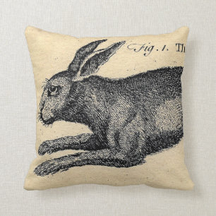 Vintage Hare Rabbit Pillow Kussen
