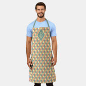 Vintage Harlekijn Diagonaal in Pastelkleuren Monog Schort (Gedragen)