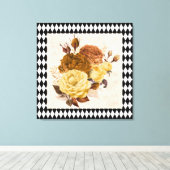 Vintage Harlequin Garden Rozen Canvas Afdruk (Insitu (Houten vloer))