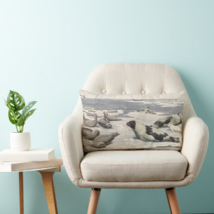 Vintage Harp Seals in Arctic Sneeuw door Louis Fue Kussen