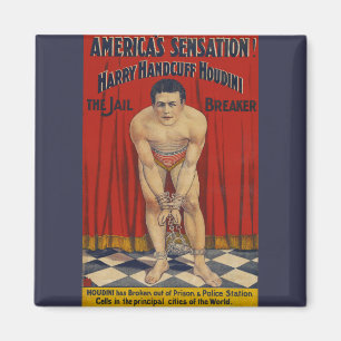 Vintage Harry Handcuff Houdini - De spijker op de  Magneet