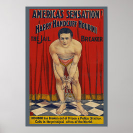 Vintage Harry Handcuff Houdini - De spijker op de  Poster