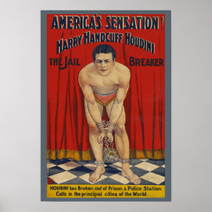 Vintage Harry Handcuff Houdini - De spijker op de  Poster