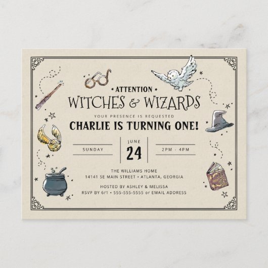 Vintage Harry Potter Eerste Verjaardag Briefkaart (Voorkant)