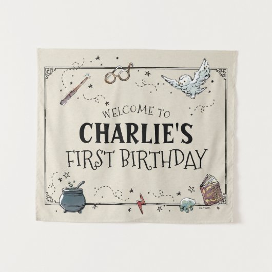 Vintage Harry Potter First Birthday Wandkleed (Voorkant (horizontaal))