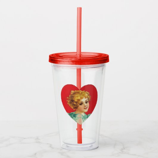 Vintage Hart Acryl Drinkbeker (Voorkant)