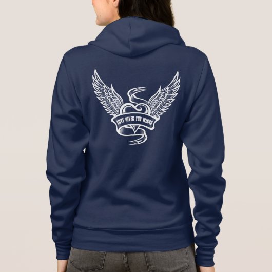 Vintage Hart Met Vleugels Hoodie (Achterkant)