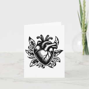 Vintage Hart Ouderwetse Liefde Tattoo Stijl Valent Kaart