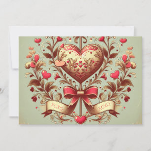 Vintage Hart Valentijnsdag xoxo Feestdagenkaart