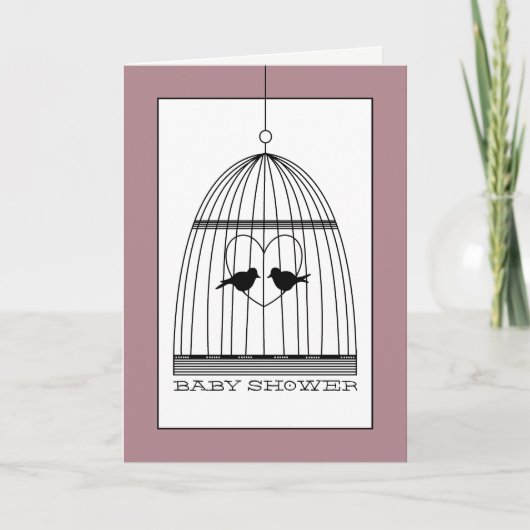 Vintage Hart Vogelkooi Baby Shower Uitnodiging (Voorkant)