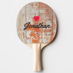 Vintage Hart Vorm Van Versleten Schuurhout Tafeltennisbatje