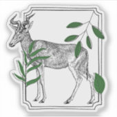 Vintage Hartebeest Antilope - Botanische Kunst Sticker (Voorkant)