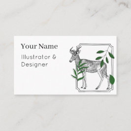 Vintage Hartebeest Antilope - Botanische Kunst Visitekaartje