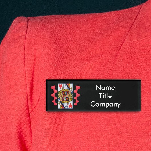 Vintage Hartenvrouw Speelkaart Rode Harten Naambadge