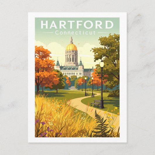 Vintage Hartford Connecticut Briefkaart (Voorkant)