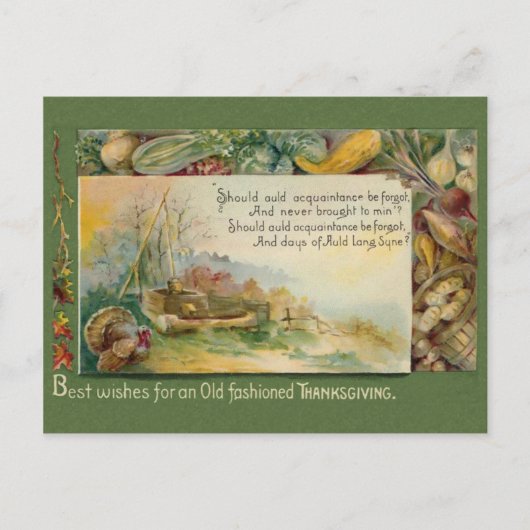 Vintage Harvest Auld Lang Syne Thanksgiving Briefkaart (Voorkant)