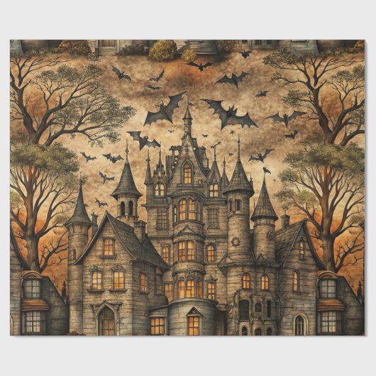 Vintage Haunted House (2) Cadeaupapier (Vlak)