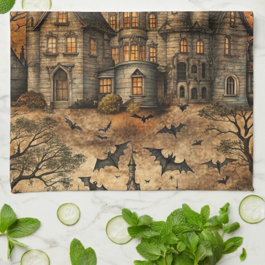 Vintage Haunted House (2) Theedoek (Gevouwen)