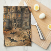 Vintage Haunted House (2) Theedoek (Quarter Fold)