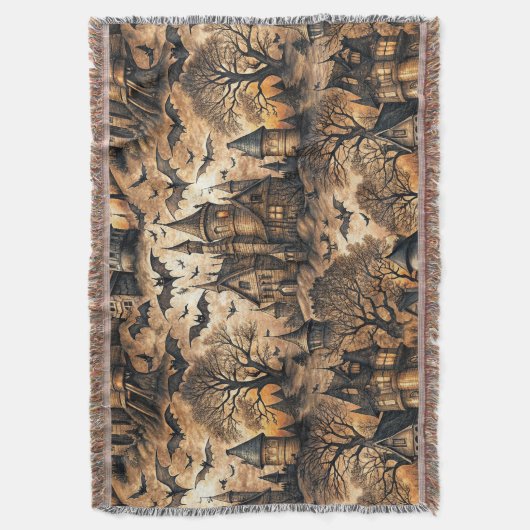 Vintage Haunted House Deken (Voorkant Verticaal)