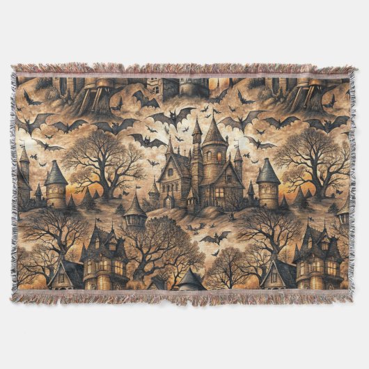 Vintage Haunted House Deken (Voorkant)