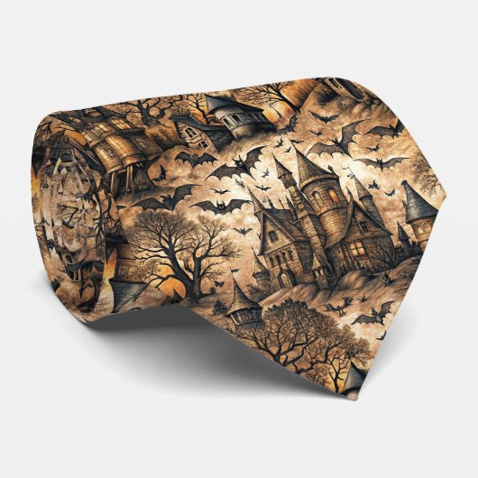 Vintage Haunted House Stropdas (Opgerold)