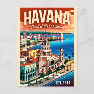 Vintage Havana Cuba Parel van de Caraïben Retro Briefkaart