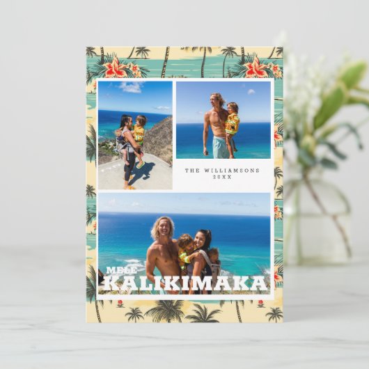 Vintage Hawaï | Mele Kalikimaka Kerstkaart (Staand voorkant)