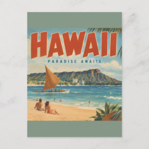 Vintage Hawaiaanse Aloha Escape Paradijs Feestdagenkaart
