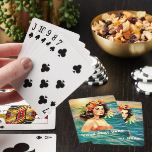Vintage Hawaïaanse dame voeg tekst jumbo poker  Pokerkaarten