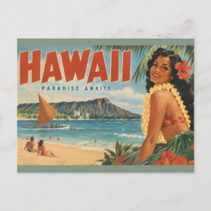 Vintage Hawaiaanse Hula Meisje Aloha Ontsnapping P Briefkaart